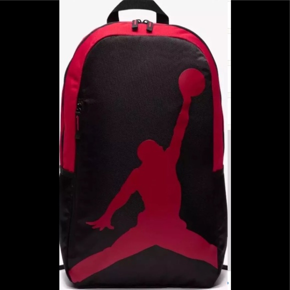 Nike Jordan Jumpman Backpack Large Logo Blk Red - Picture 2 of 8